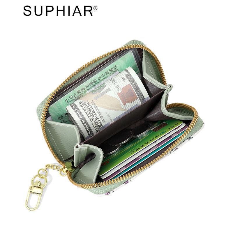 Zipper Card Holder Ins Style Simple Floral Purse Mini Small Portable Coin Storage Bag