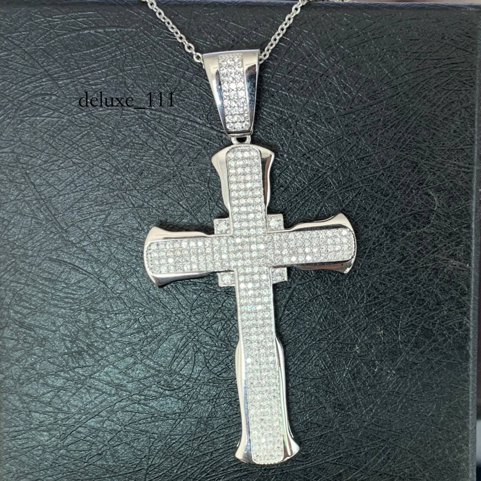 Hip Hop Choucong New Arrival Jewelry Real Sterling Sier Cross Pendant White Sapphire CZ Dia Wedding Necklace For Mother