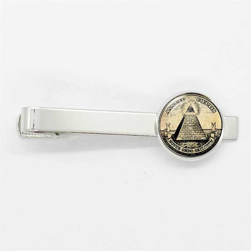 Free Mason Masonic Sigh Glass Gem Tie Clips Copper Metal Simple Necktie Tie Pins Suit Pins Button Gift W250604