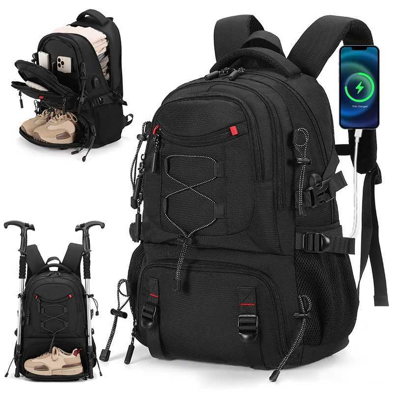 USB Climbing Backpack with Shoes Pack Lightweight Travel Laptop Rucksack Outdoor Camping Hiking Knapsack Sport Luggage Schoolbag W250603