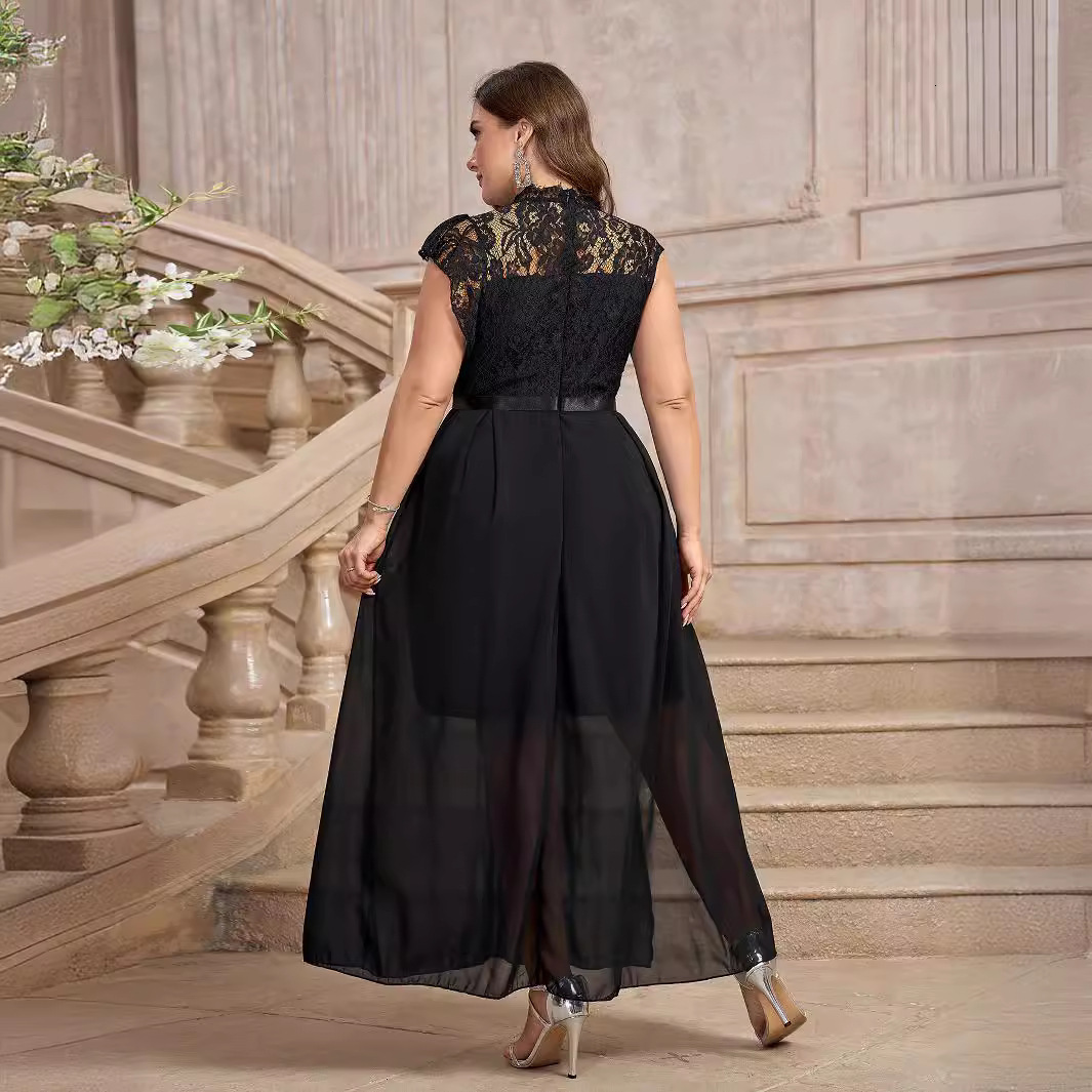 Large size standard dress solid color slim fit elegant dress autumn