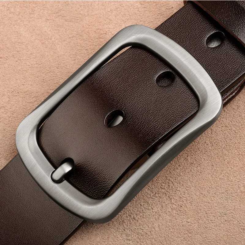 CEXIKA Real Cow Genuine Leather Belt Men Plus Size 120 130 140 150 160 170cm Cowboy Cowskin Pin Buckle Waist Belts for Jeans W250604