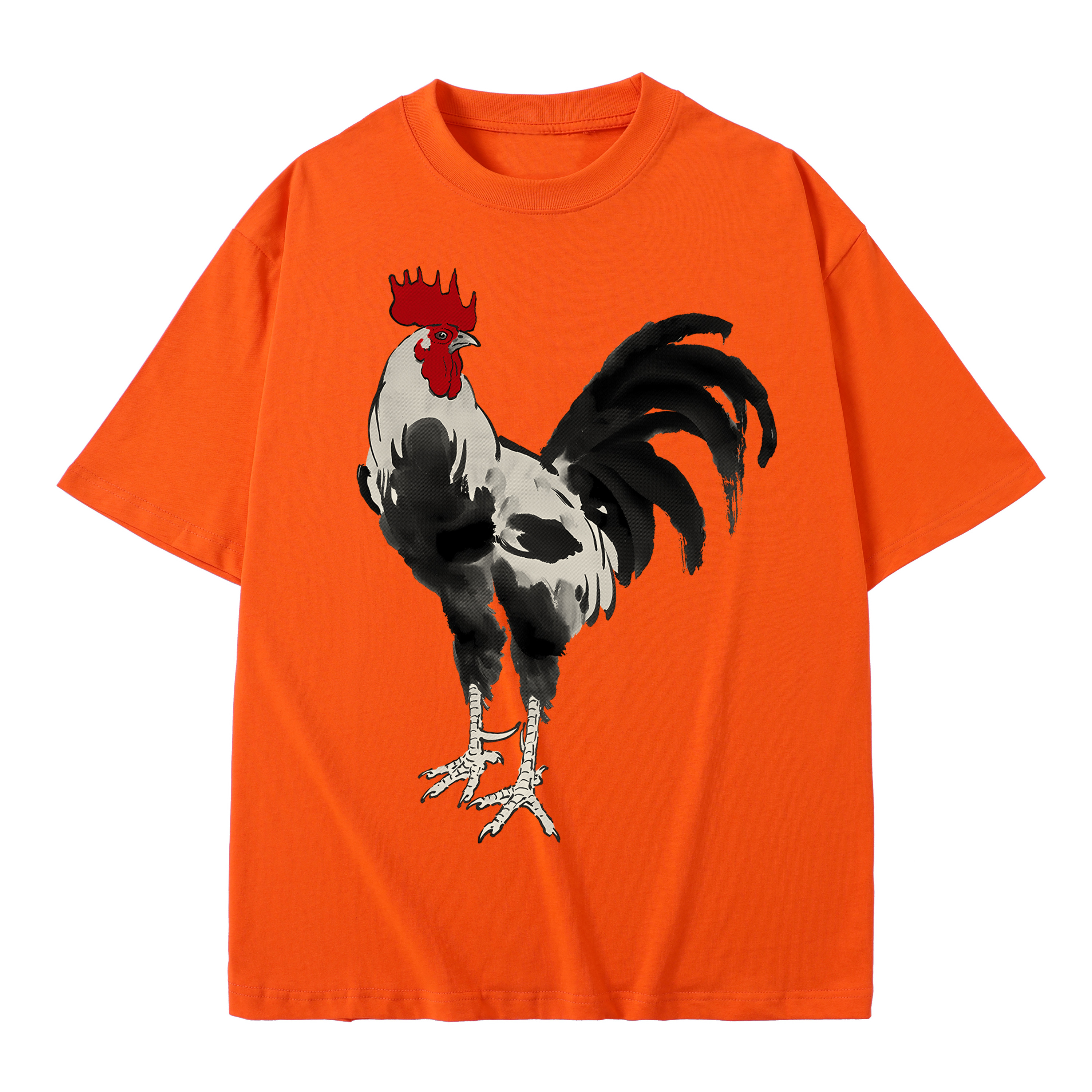 T-shirt men's top designer cotton T-shirt the silvery rooster short sleeved clothing high-quality fashionable T-shirt BROADTRUE