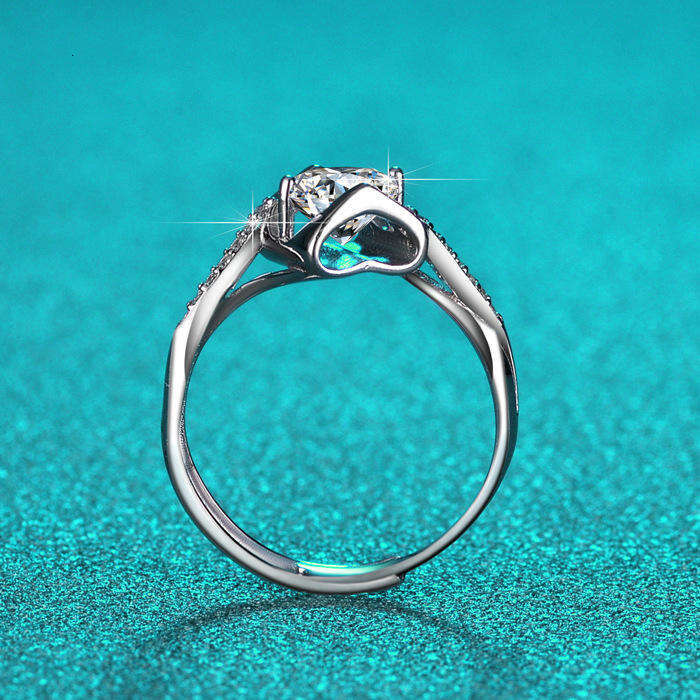 DHCollections Pure Sier Women's Ring Twist Arm Micro Pave Angel Kiss Proposal Moissanite