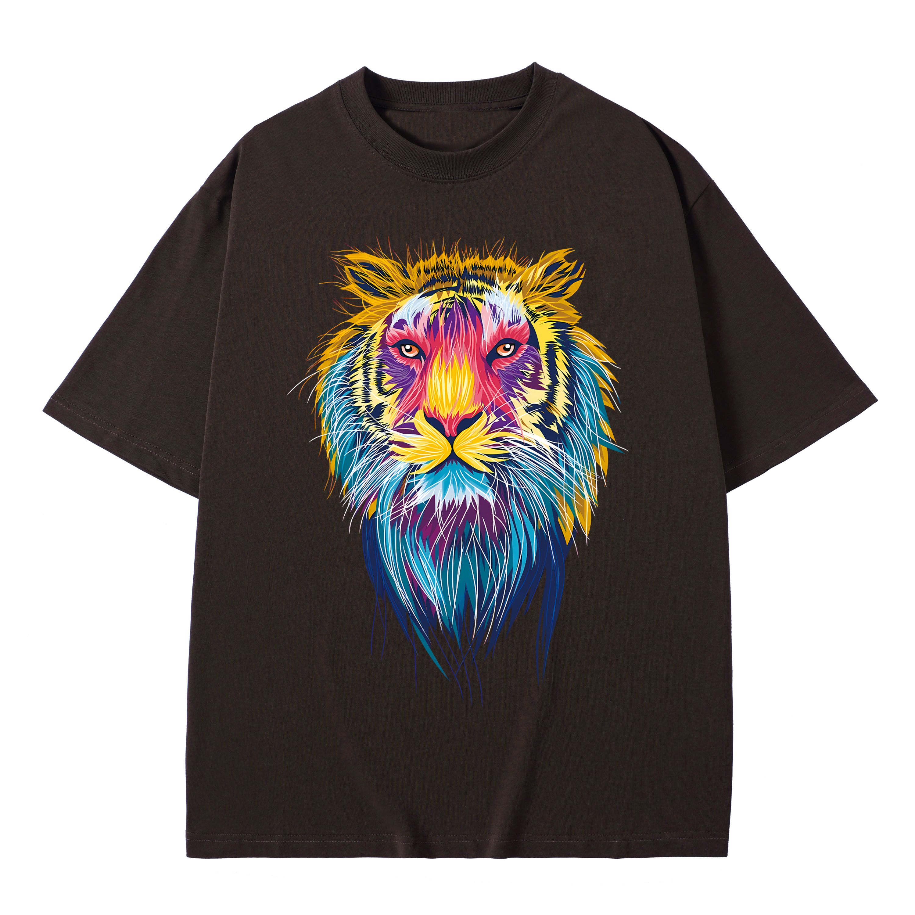 T-shirt men's top designer cotton T-shirt Colorful Tiger short sleeved clothing high-quality fashionable T-shirt BROADTRUE