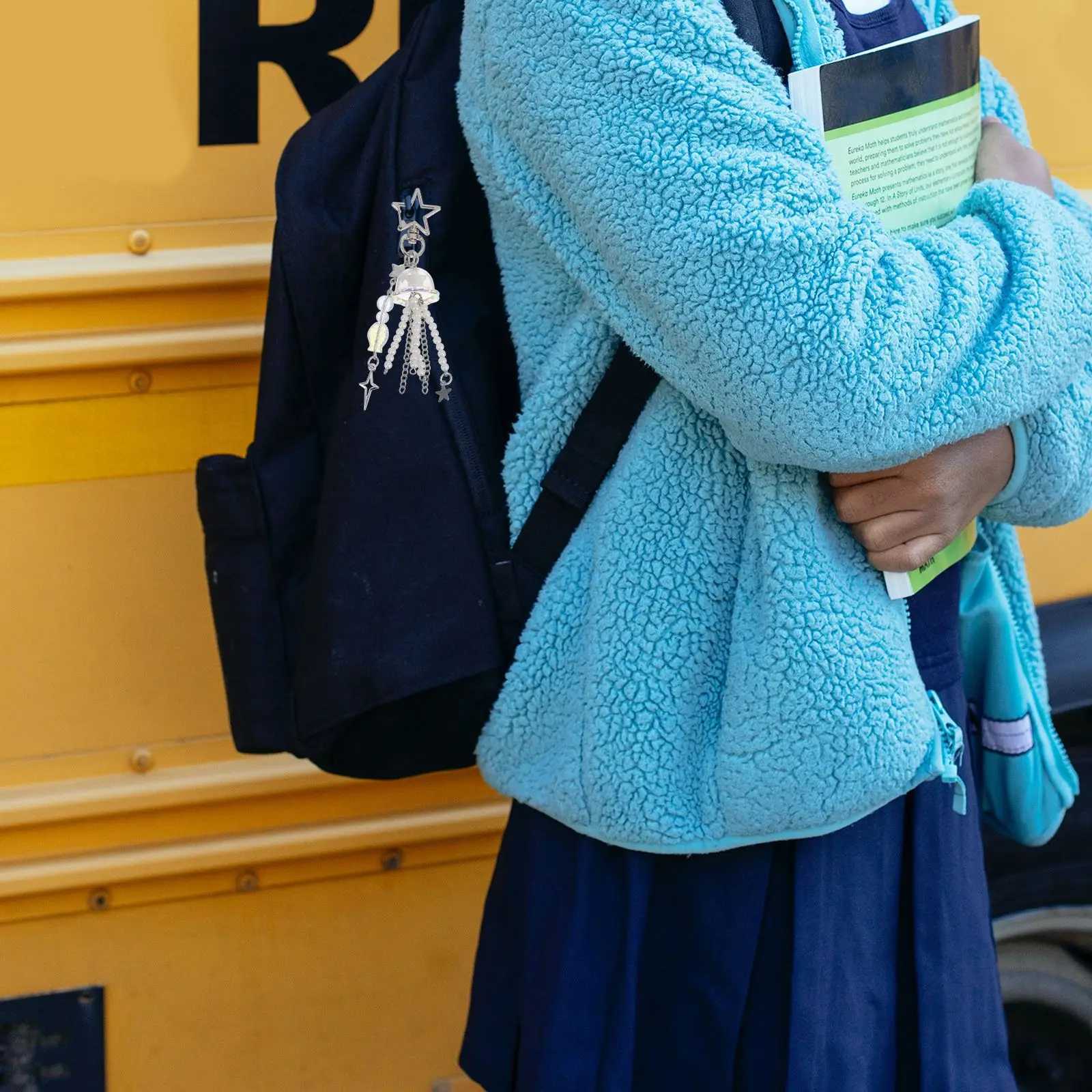 jellyfish star keychain Women Backpack Charm Gift Purse keychain Cute Pearl star Pendant multi-use Handbag jewelry hanging decor W250604