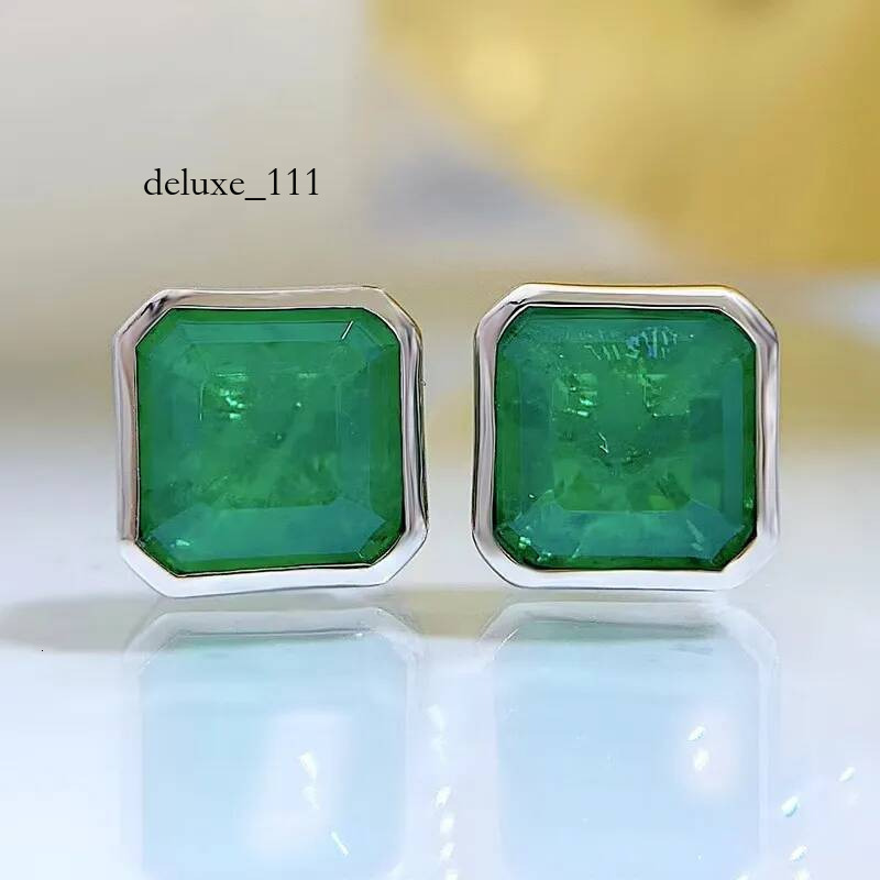 2024 Choucong Top Sell Handmade Stud Earrings Simple Fine Jewellery Real 100% Sterling Sier Large Princess Cut 3CT Emerald Party Ladies Earring Gift