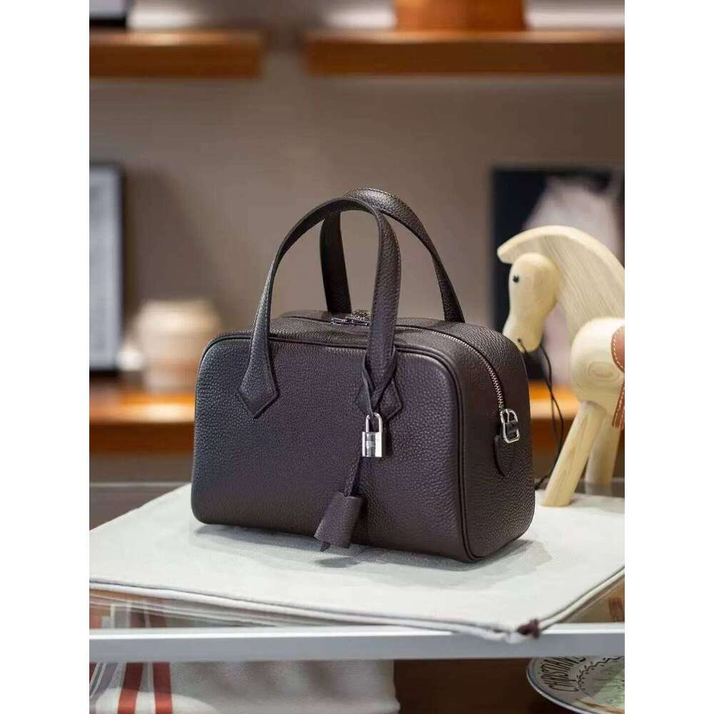 Women's Bags Designer Genuine Leather Handbag 25Cm Size Bowling Women's Top Layer Cowhide Pillow Shoulder Crossbody Bag Small