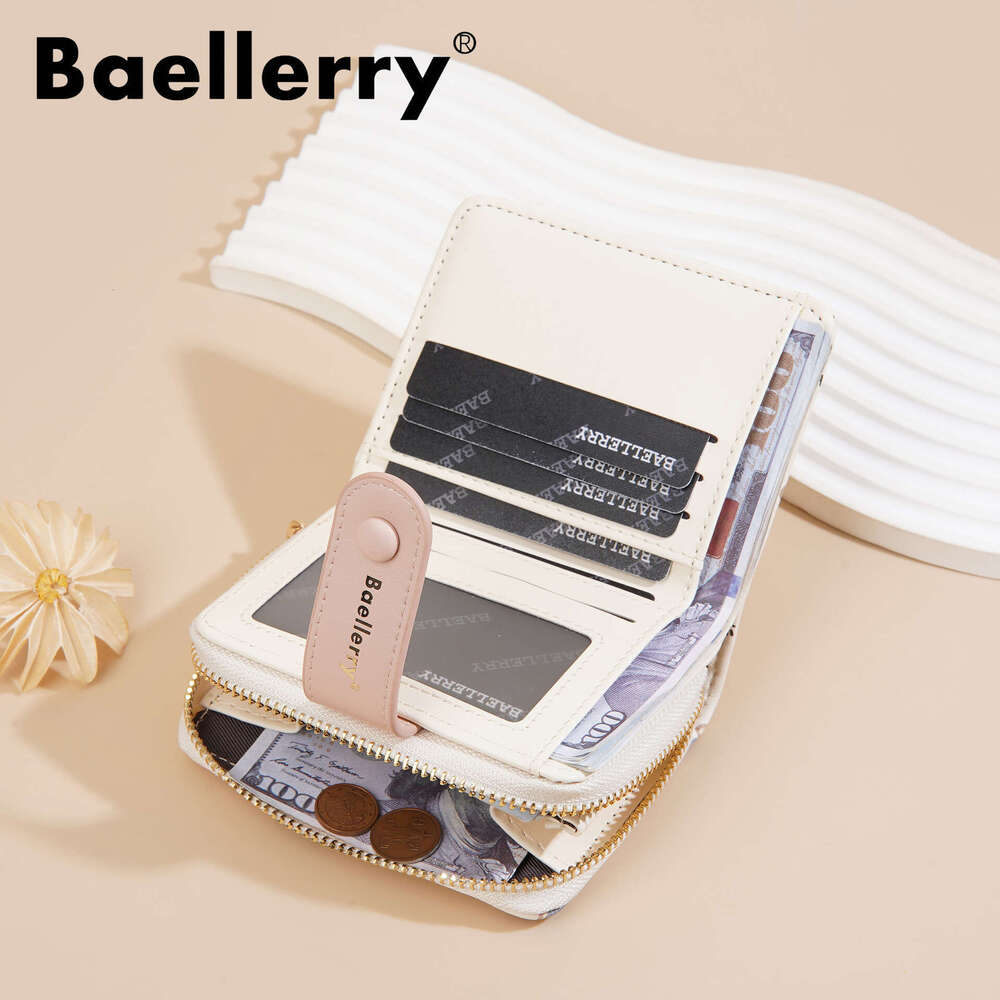 New Women's Short Wallet Baellerry Korean Style Cute Cartoon Bear Snap Button Leather Zipper Coin Purse