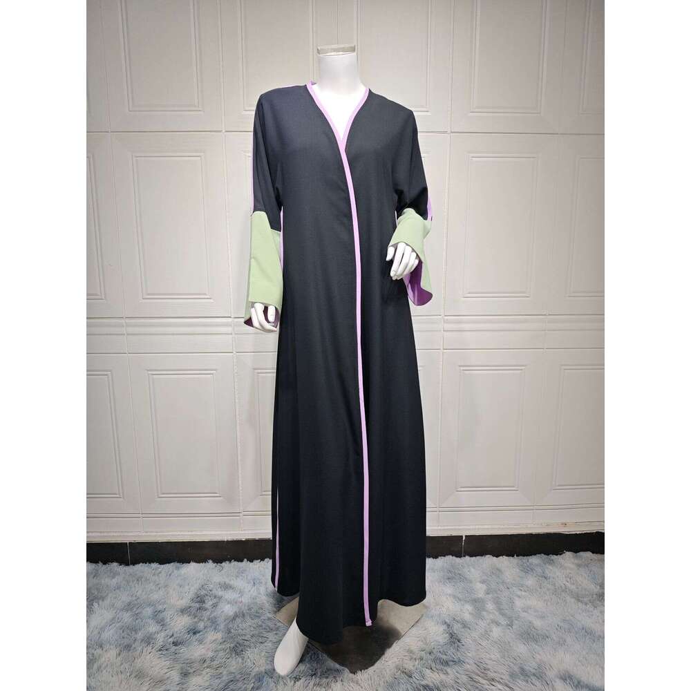 Mq139 Cardigan Summer Dubai Elegant Long Dress Fashion Patchwork Large Sleeves Abaya B5