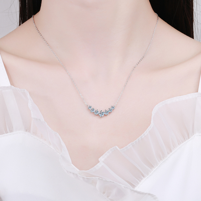 Charming Woman's Jewelry Piece Combining High-Quality Materials: S925 SS + Pt Plate | Eye-Catching Diamond-Like Sparkle from Genuine Moissanites