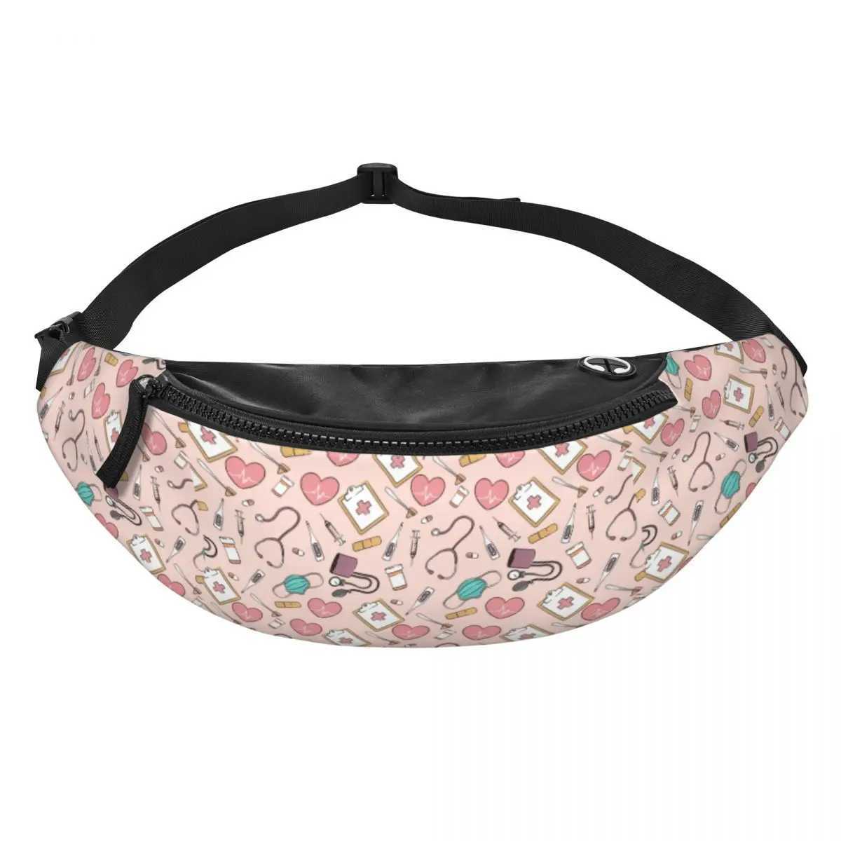 Custom Cool Funny Nurse Pattern Fanny Pack for Cycling Camping Women Men Health Nursing Crossbody Waist Bag Phone Money Pouch W250604
