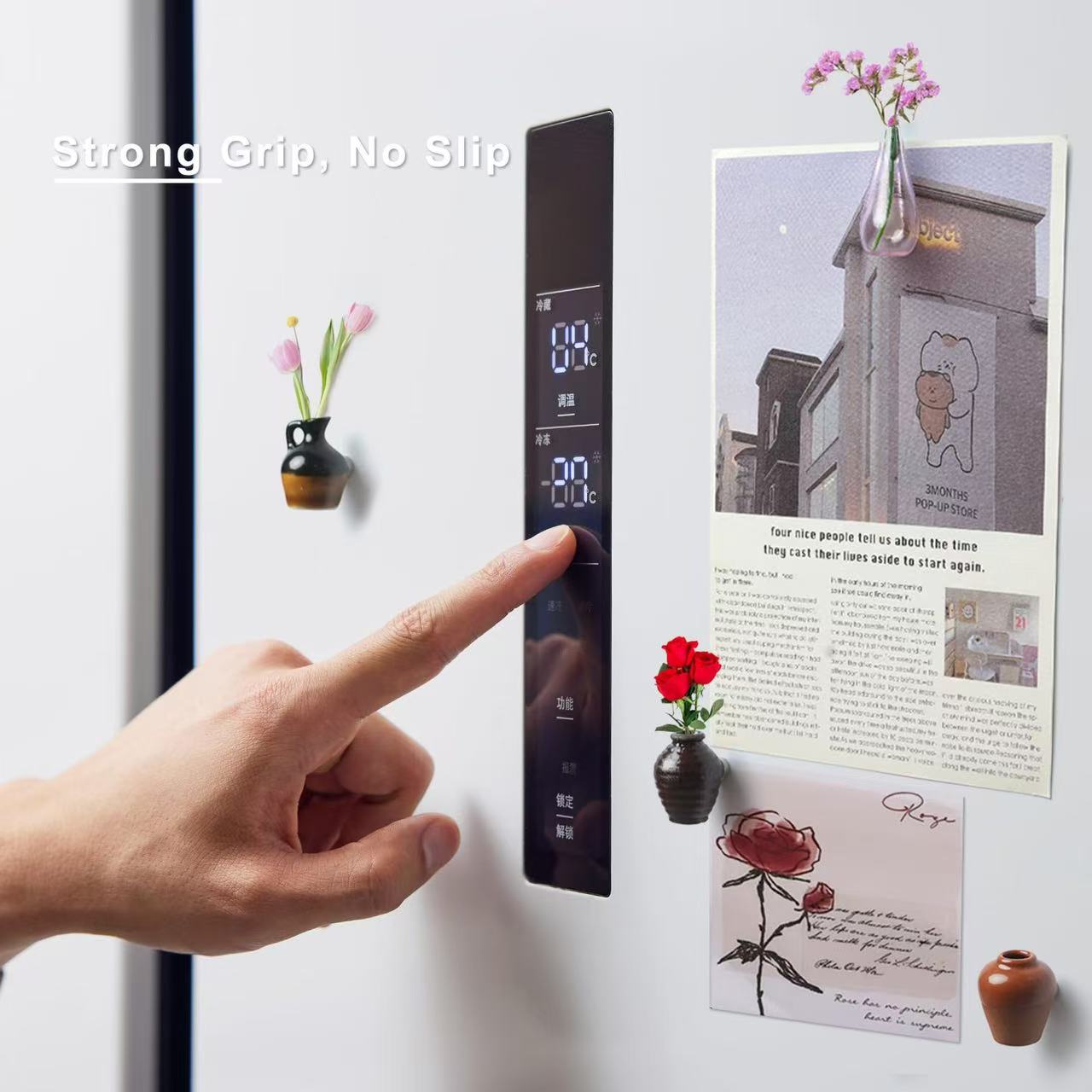 Mini Vase Magnets for Fridge,Plant Vases Refrigerator Magnets,Cute Creative Decoration,Tiny Magnetic Vases Decorative,Small Fridge Accessories Kitchen