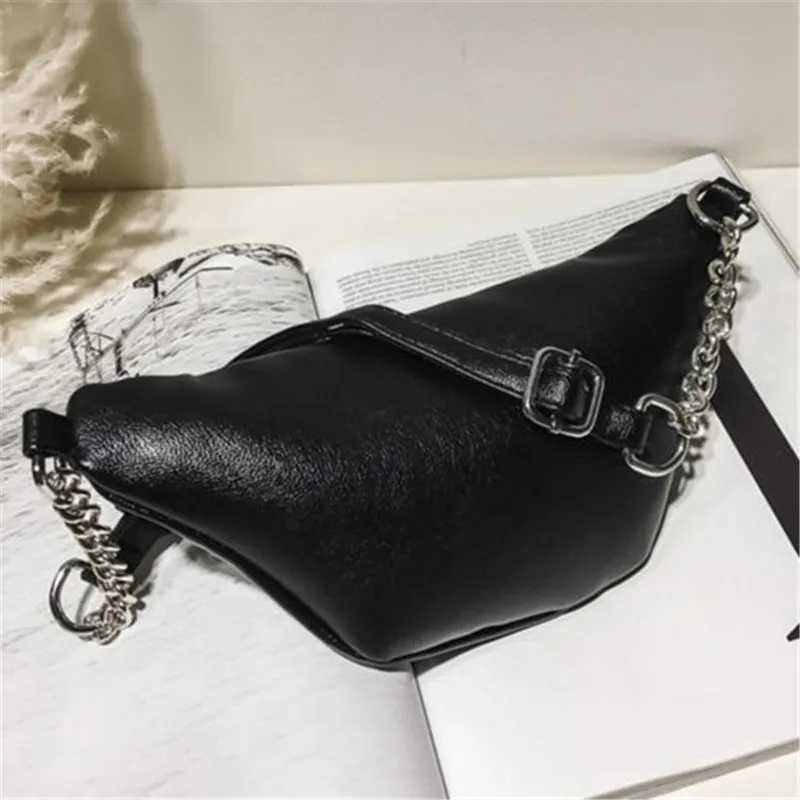 Chain Leather Waist Bag Women Fanny Pack Pu Shoulder Bags Small Purse Phone Key Pouch Large Capacity Messenger Packs W250604