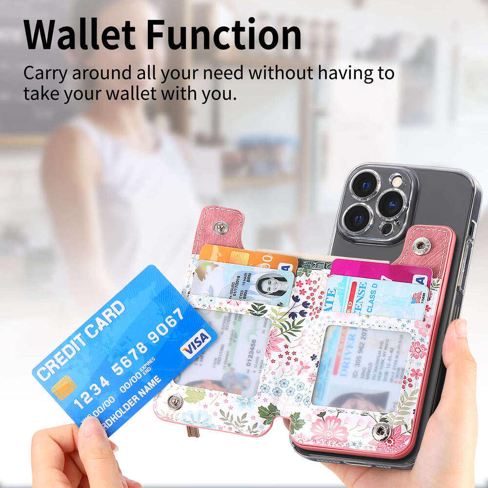 Multifunctional Phone Sleeve Painted 3M Adhesive Back Wallet Case Insert Stand RFID Zipper Card Holder