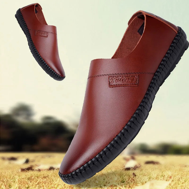 Spring Autumn Mens Leather Casual Shoes Soft PU Leisure Flats Daily Solid Color Slip-on Loafers Non-slip Flat Men Driving Shoes 250528