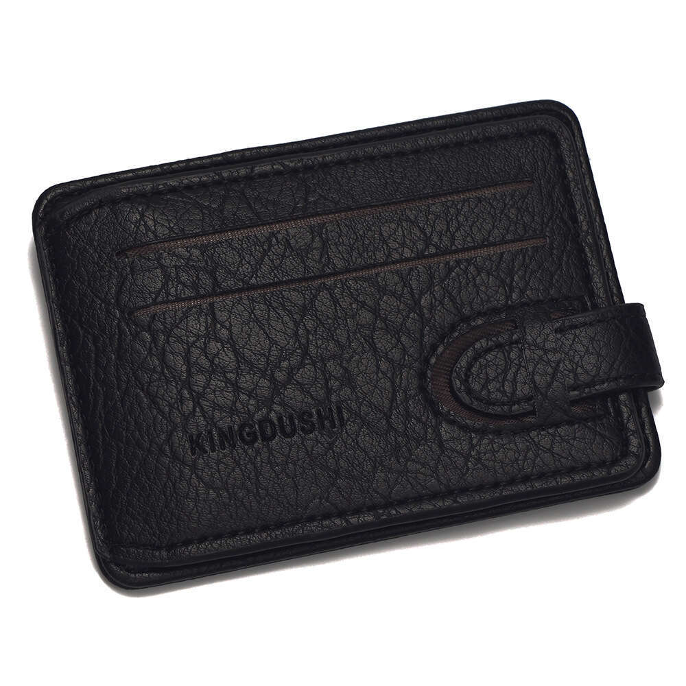 Unisex Short Card Sleeve Coin Purse Solid Color Crack Pattern Strap ID Holder