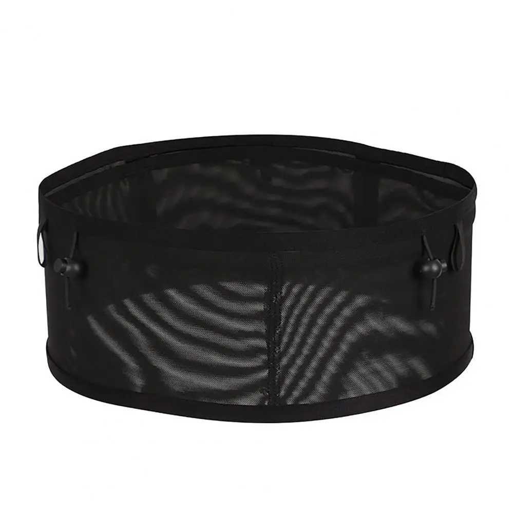 Black Waist Pack Multi Pocket Elastic Mesh Fabric Waistbag Waist Pack with Fixed Belt Fanny Pack Waistbag Mesh Fabric Waist Bags W250604