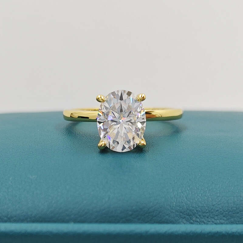 DHcollections Starsgem Solitaire Oval Shape 2ct 7*10mm White Moissanite Sterling Sier S Engagement Ring for Women