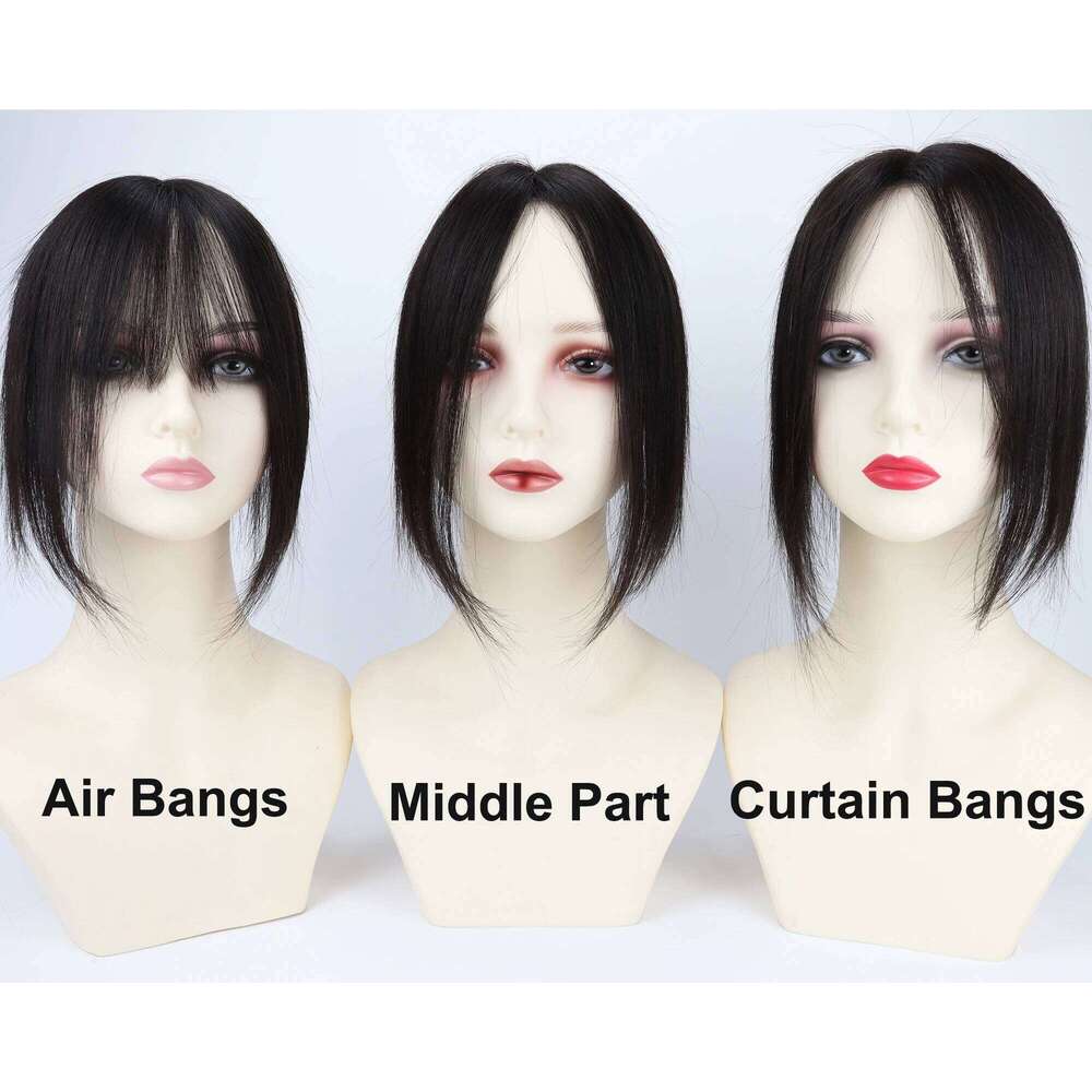 8x11cm Swiss Lace Hairnet Topper Virgin European Human Hair Extension Light Breathable Curtain Bangs Eight-character fringe