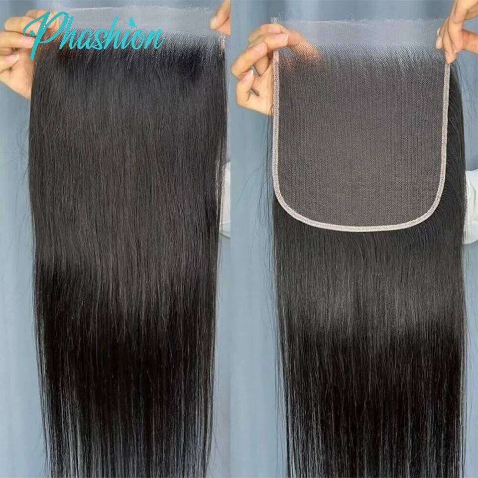 Phashion HD 13x6 13x4 Lace Frontal Straight Pre Plucked 4x4 5x5 6x6 Swiss Full Closure Only Natural Black 100% Remy Human Hair Synthetic Hair