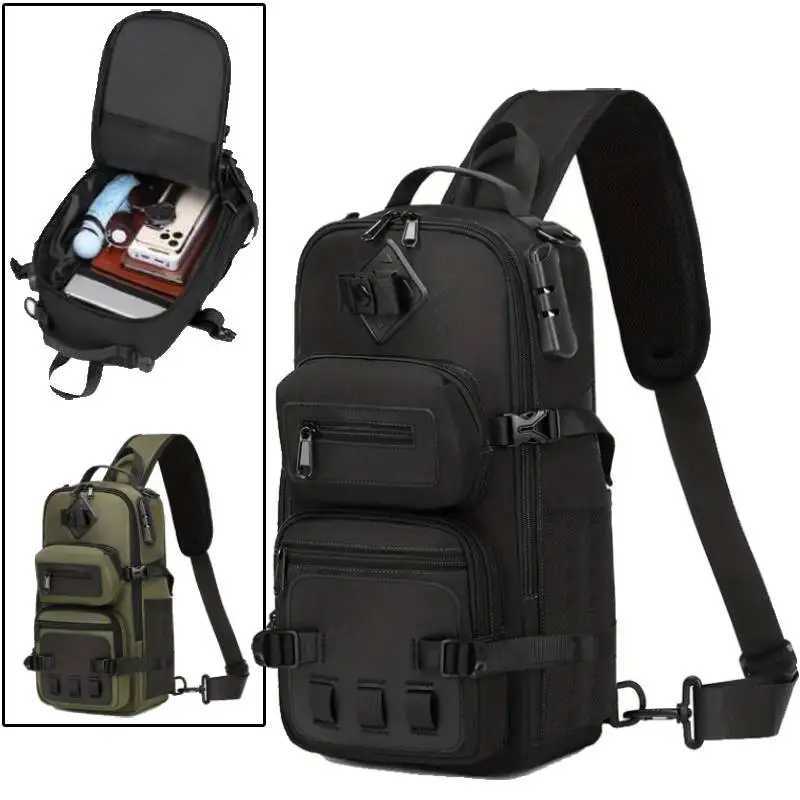 Mens Tactical Chest Bag Multifunctional Sling Backpack Outdoor Hiking Climbing Trekking Rig Pouch Casual Messenger Fanny Pack W250603