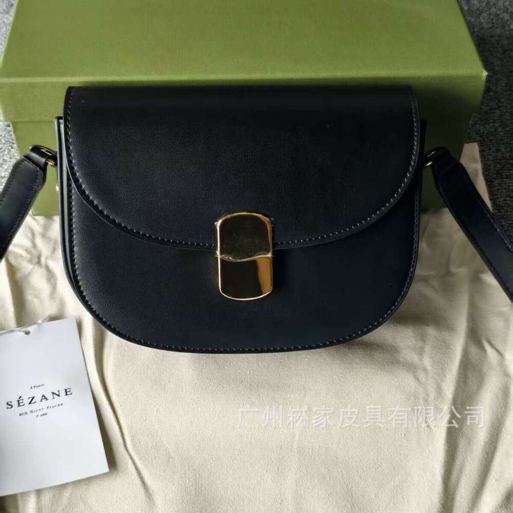 Women's Bags Designer French Sezane Saddle Women's High-End Fashion Leather Metal Lock Bag Shoulder Crossbody