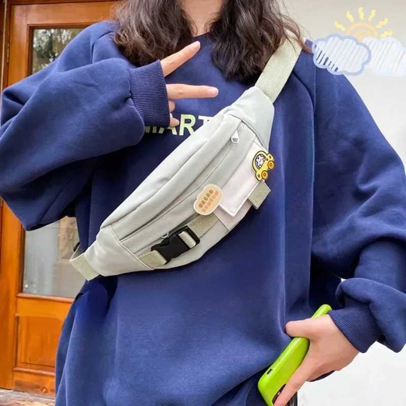 Waist Bags For Women 2023 New Canvas Leisure Solid Color Fanny Pack For Girls Cute Crossbody Chest Bag Belt Waist Packs W250604