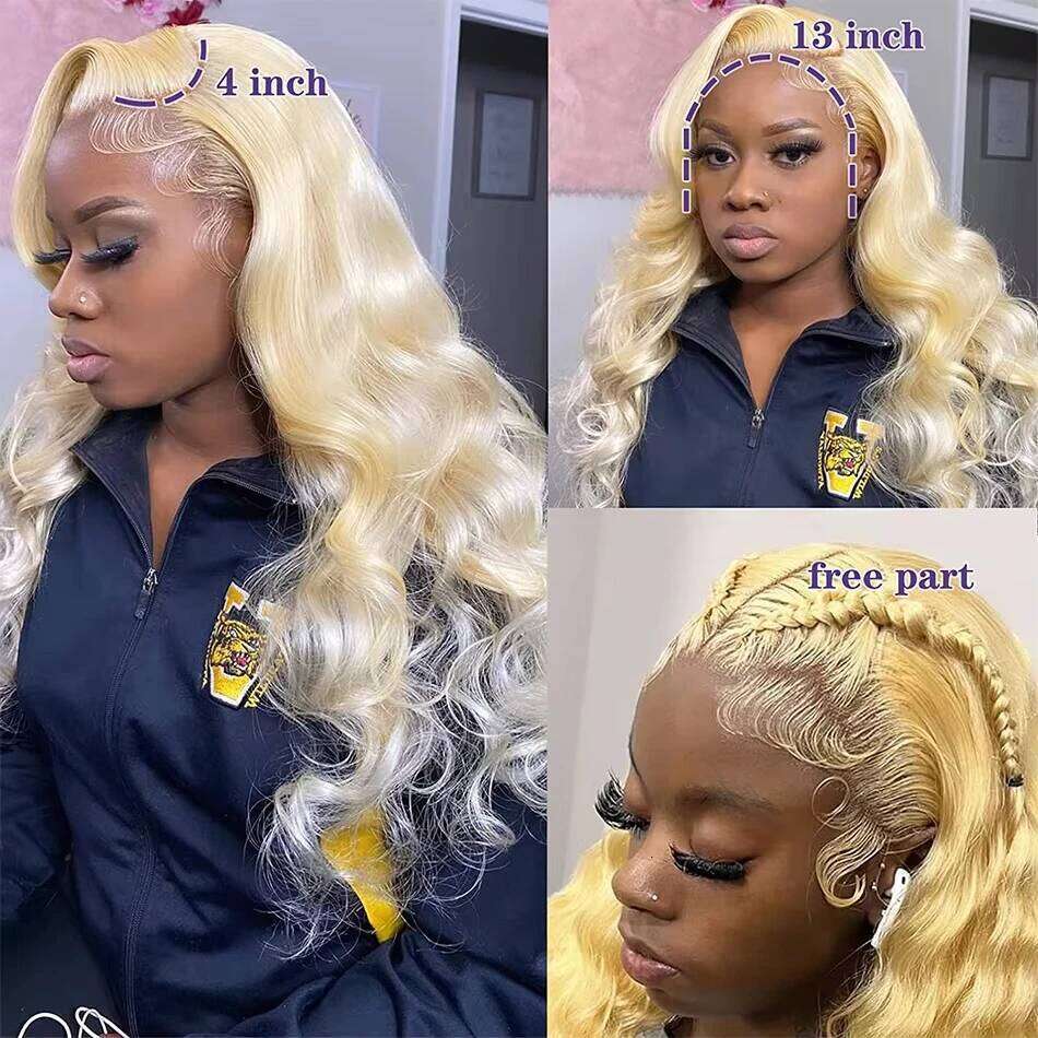 613 13x6 250 Density 30 40 High Inch HD Body Wave Human Hair Front Glueless Wig Blonde 13x4 Lace Frontal Honey Wigs Women