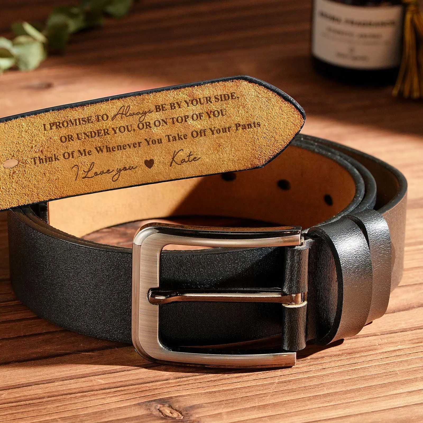 Personalized Belt Gifts for Fathers Day Him Custom Text Engraved Genuine Leather BeltsConfirm Text Via Chat Before Ordering W250604