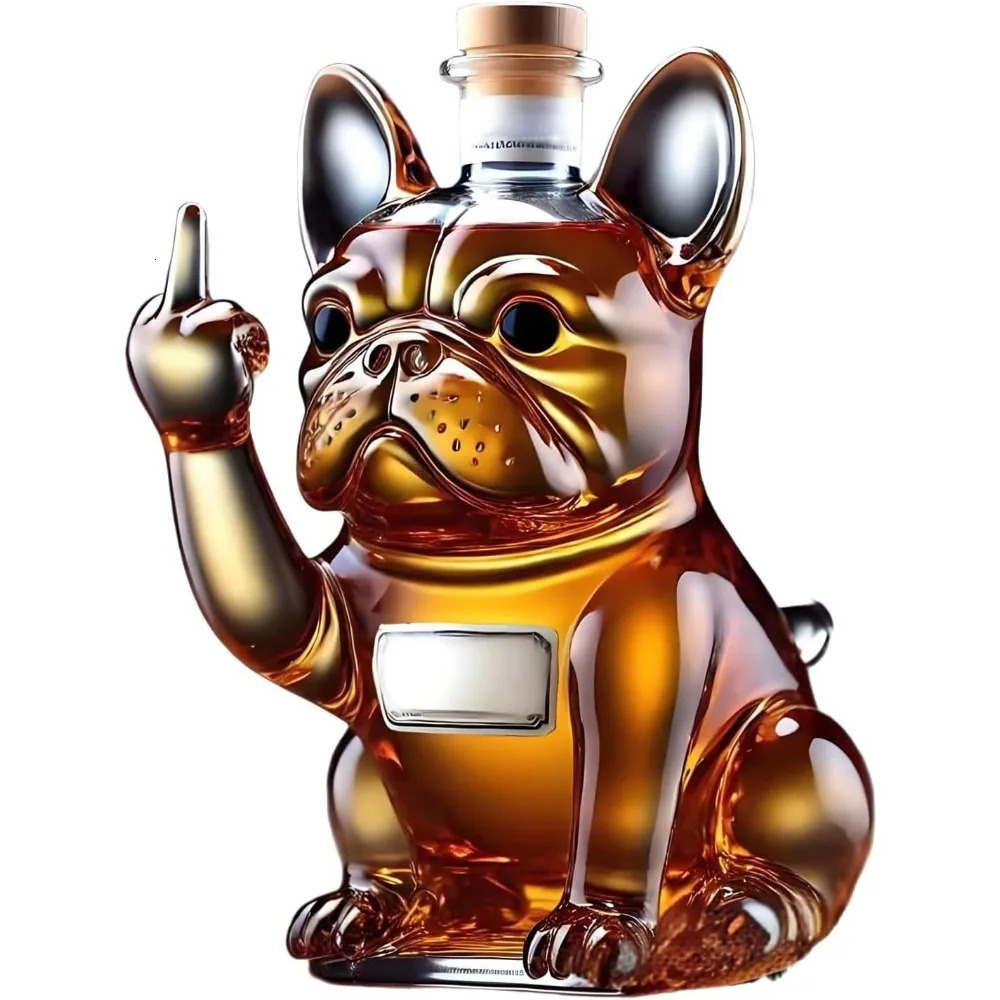 3D Middle Finger French Bulldog Whiskey Decanter Dog Whiskey Wine Glass Bottle For Bar Office Home DecorC 250603