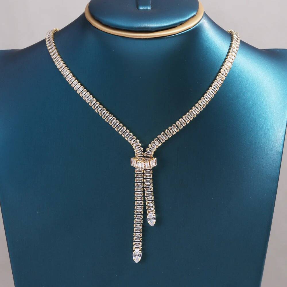 Bridal Fashion Crystal Rhinestone Choker Necklace Women Wedding Accessories Tennis Chain Zircon Chokers Jewelry Collier Femme