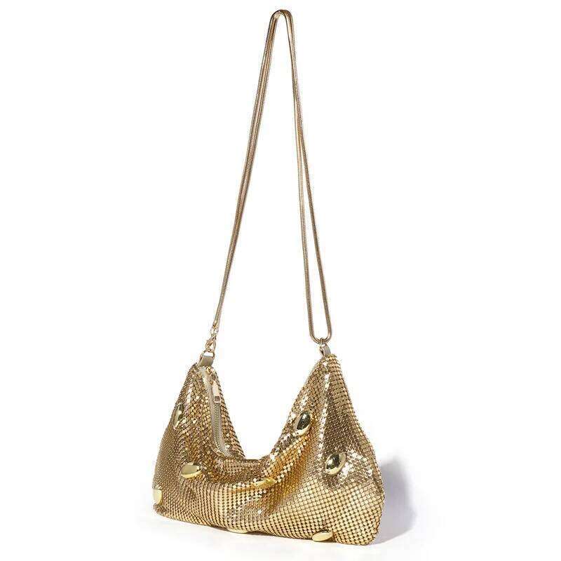 Gold Shiny Rhinestone Dinner Bag New Party Wedding Purses 2025 Full-Dia Ladies Handbag Designer Sparkly Evening Bags