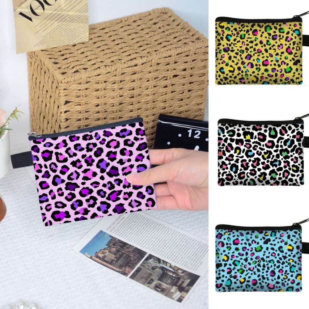 Leopard Print Small Coin Purse Simple ID Card Key Storage Bag Women Portable Clutch