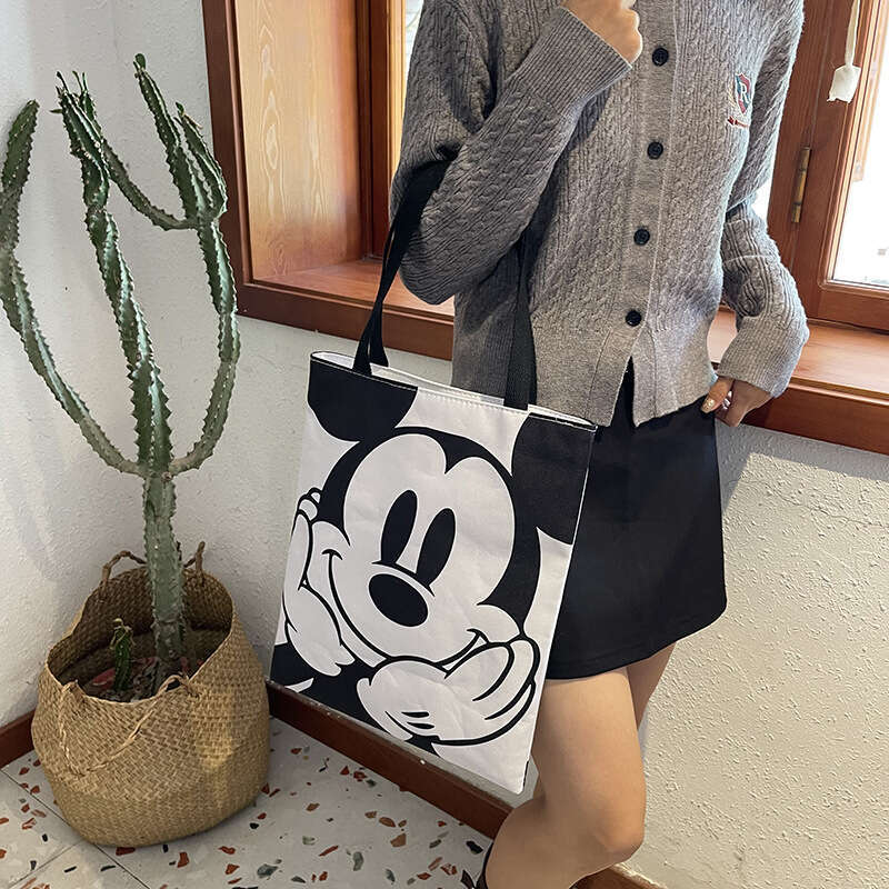 Casual Large Capacity Tote for Women Summer New Cartoon Canvas Travel Commuter Shoulder Bag