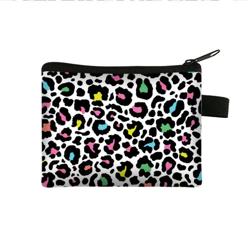 Leopard Print Small Coin Purse Simple ID Card Key Storage Bag Women Portable Clutch
