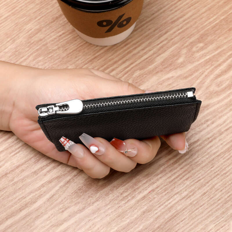 Mini Purse Card Holder Short Thin Genuine Soft Leather Zipper Coin Key Bag Wallet
