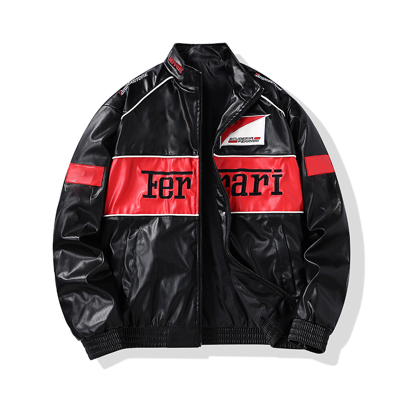 Leather jacket fashion outfit, new outerwear for men and women, leather jacket for high-end fashion, loose top