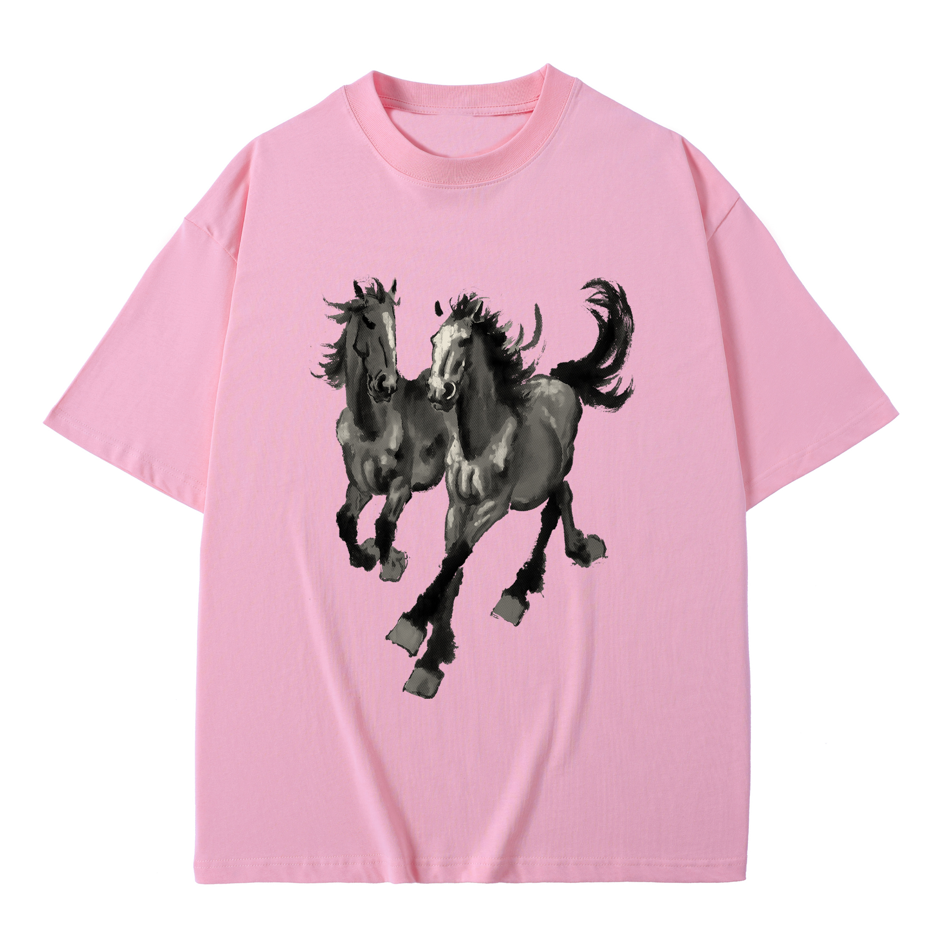 T-shirt men's top designer cotton T-shirt the silvery Steeds short sleeved clothing high-quality fashionable T-shirt BROADTRUE