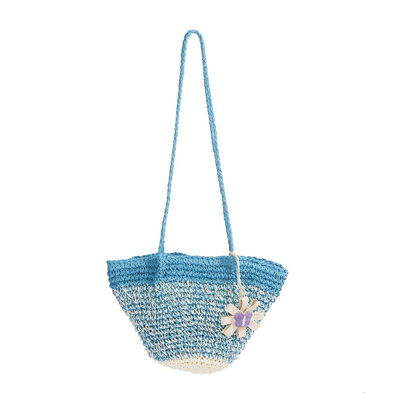 designer Fresh Floral Straw Bag for Women 2025 Summer New Niche Gradient Woven Vacation Beach Fashion Shoulder Bag