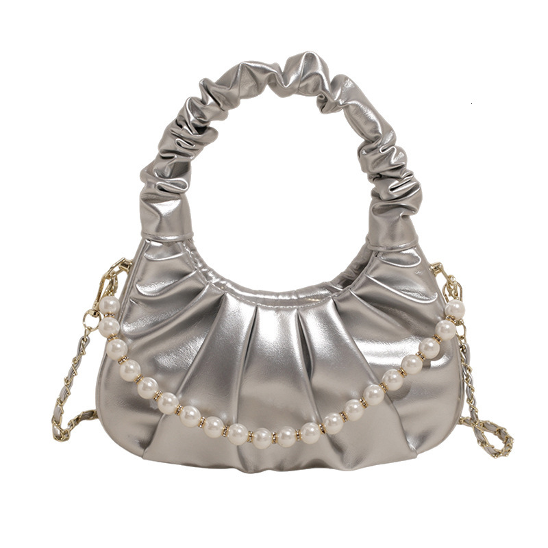 designer 2025 New Pleated Beaded Popular Light Luxury Niche Handbag for Women High-end Chain Versatile Shoulder Crossbody Bag
