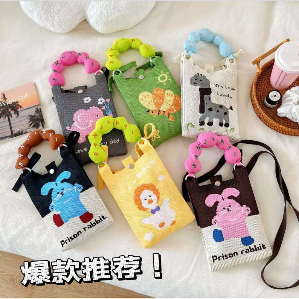 Korean INS Knitted Handbag New Convenient Storage Student Cute Cartoon Fashion Crossbody Bag