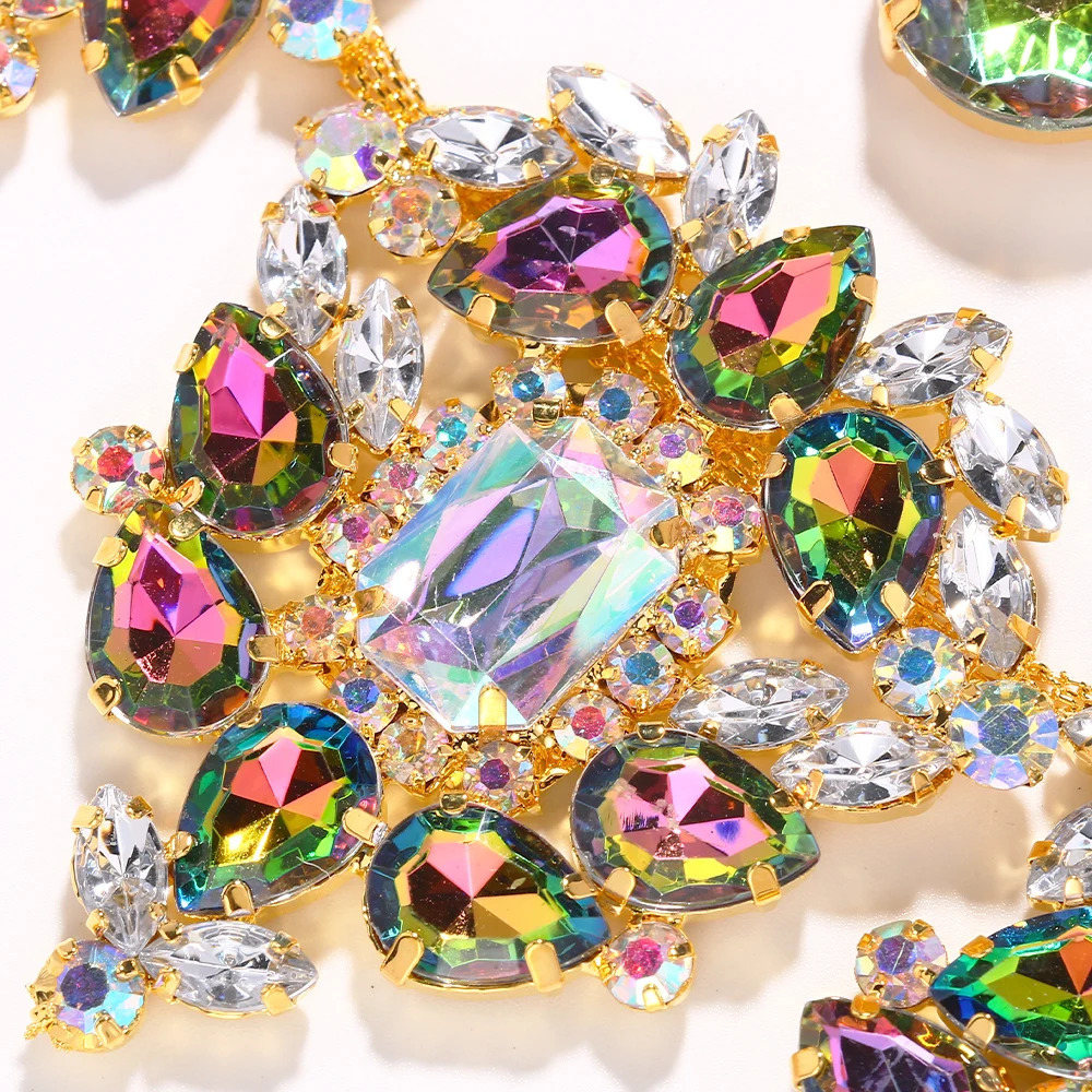 Stonefans Drop Rhinestone Necklace Earrings Set for Women Wedding Party Accessories Drag Queen Exaggerated Jewelry Set Gift 250530