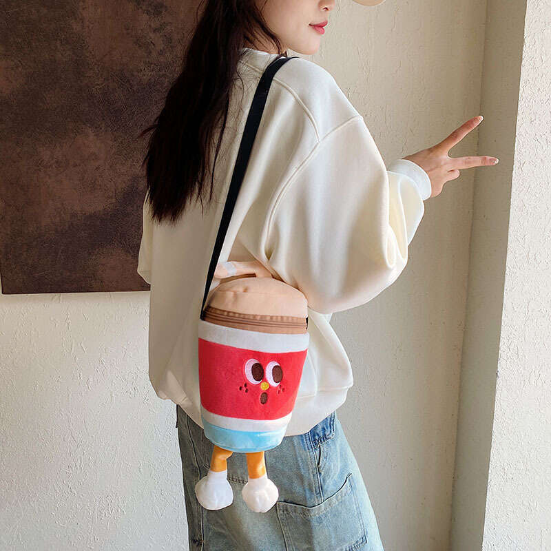 Creative Funny Ins Hamburger French Fries Cola Shoulder Crossbody Bag Soft Cute Girl Plush Handbag