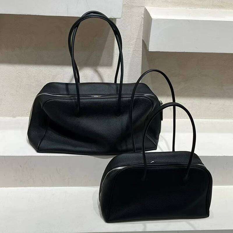 Women's Bags Designer Brand Genuine Leather Retro Lychee Pattern Handbags Casual Sier Zipper Shoulder Bags Women Totes