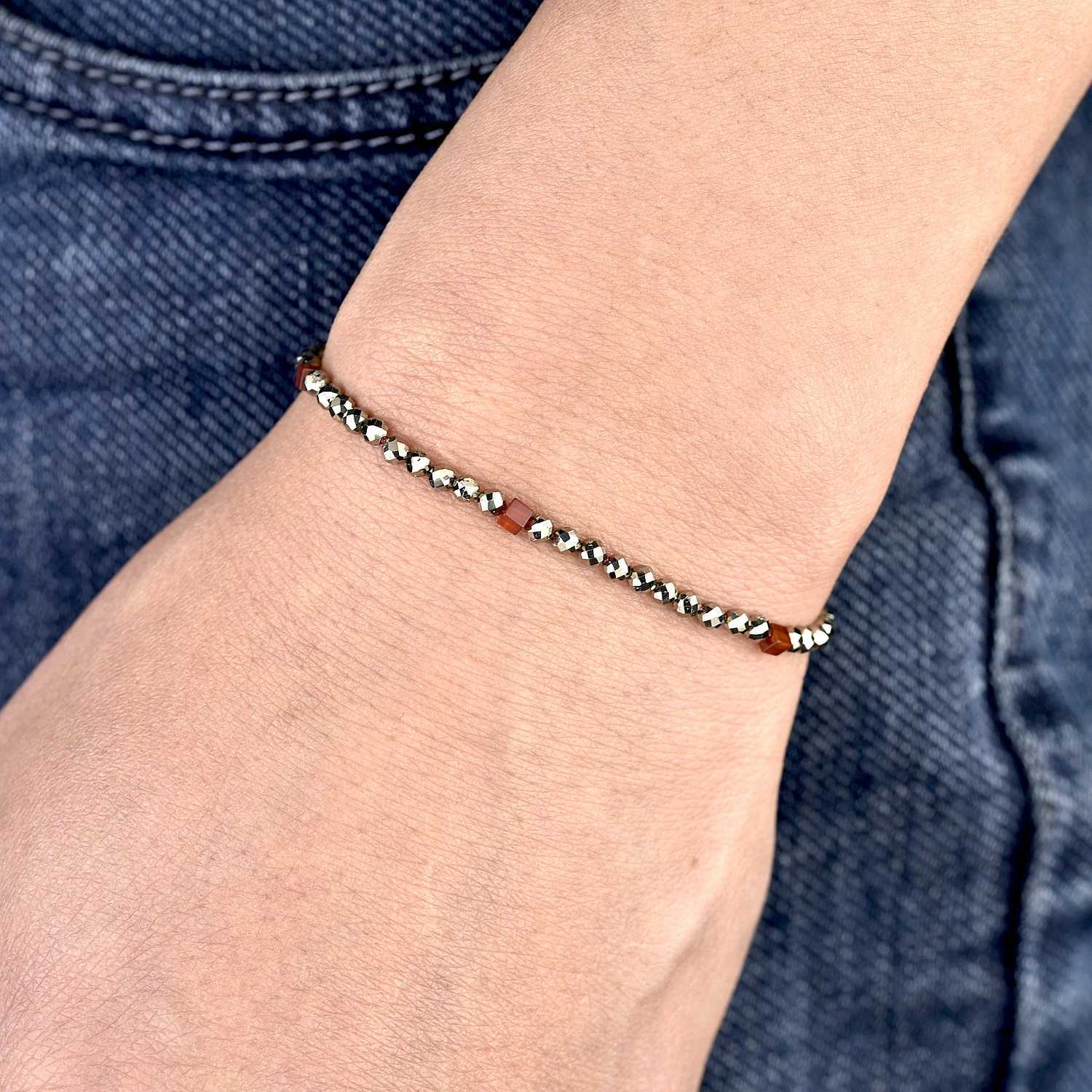 Radiant 3mm Real Pyrite Stone Red Rope Braided Bracelet for Women Adjustable Knot Easy To Wear Energy Health Jewelry M250604