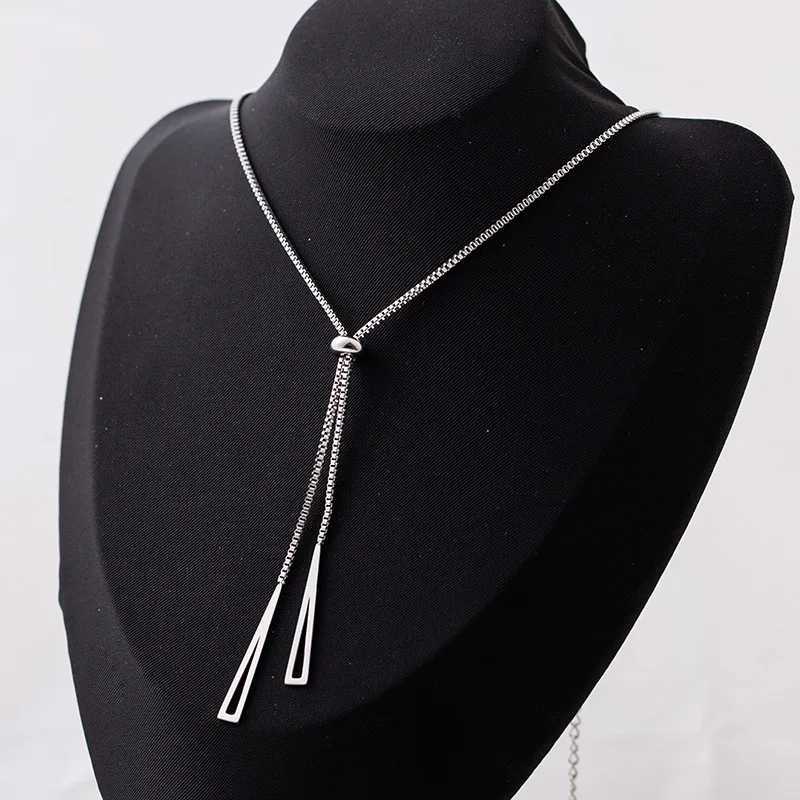 Metal Style Silver Color Triangle Pendant Necklace Fashionable Simple Charm Necklaces for Women Boho Minimalist Jewelry Gifts XJ250604