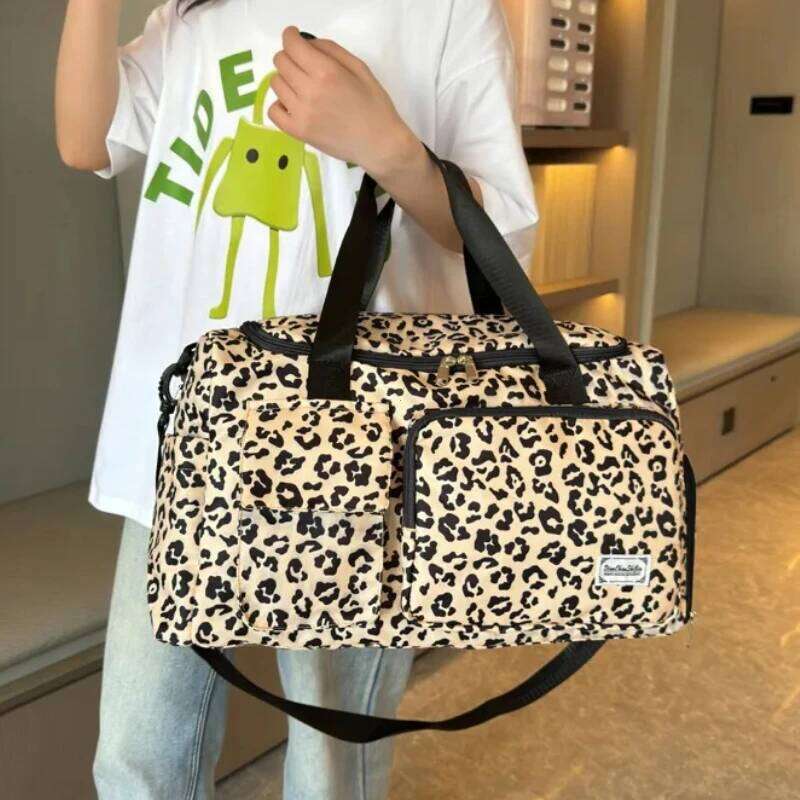 Women's Bags Designer Tote Leopard Print Large Capacity Leisure Lage Dry Wet Separation Duffle Bag Women's Fiess Travel Handbag