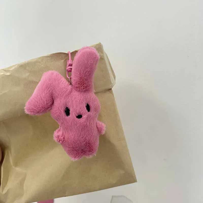 Cartoon Pink Plush Rabbit Keychain Hot Selling Item Cute Student Backpack Fluffy Pendant Keyring Ladies Girls Car Bag Decoration W250604