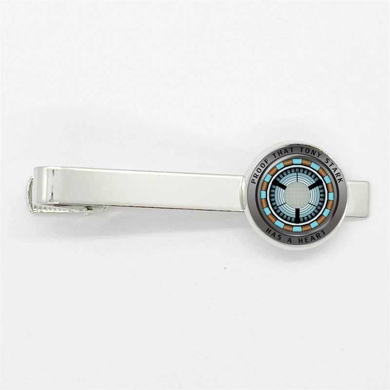 Proof That Tony Stark Has A Heart Tie Clips High Quality Glass Dome Photo Jewelry Men Necktie Clip Pin Suit Accessories W250604
